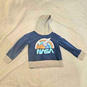 Blue Theory NASA Space Rocket Boy 3T Hoodie Sweatshirt Sweater Blue Gray